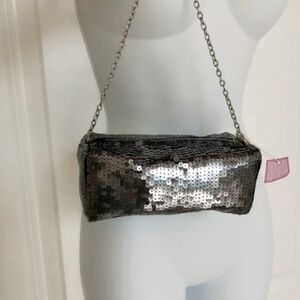 NWT silver grey cube sequin evening purse